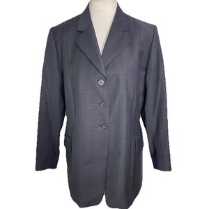 RJ Classics 18R Navy Blue Windowpane Plaid Wool  Show Coat Equestrian Jacket